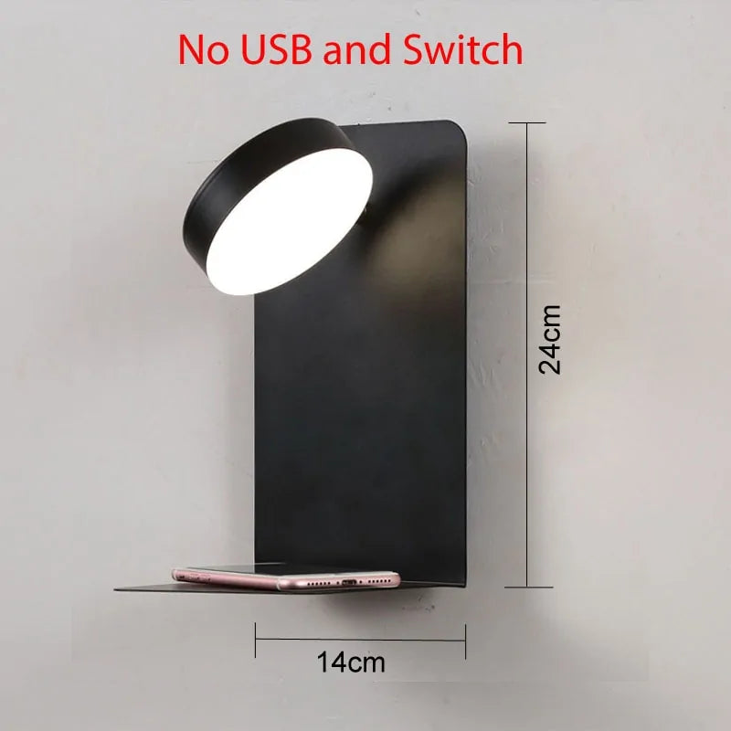 LED Wall Lights with Switch, USB Interface: Stylish Black and White Luminaire