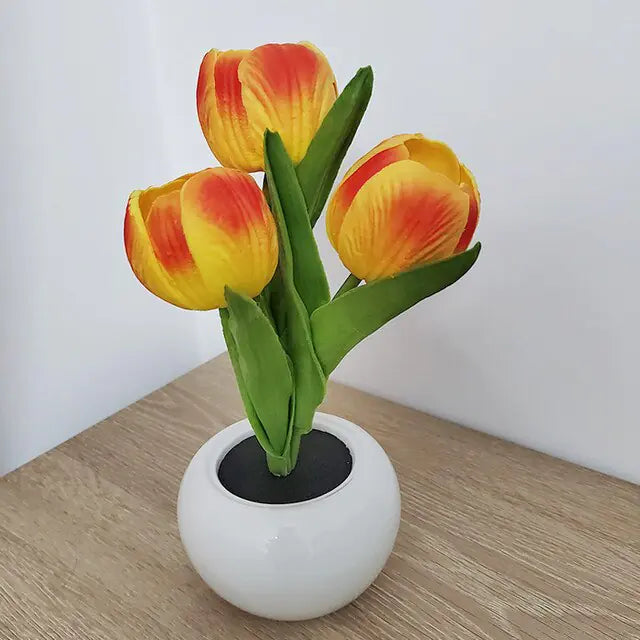 LED Simulation Tulip Flower Pot Lamp Indoor Decorative Table Lamp Tulip Flower Pot Ambient Night Light Home Decoration