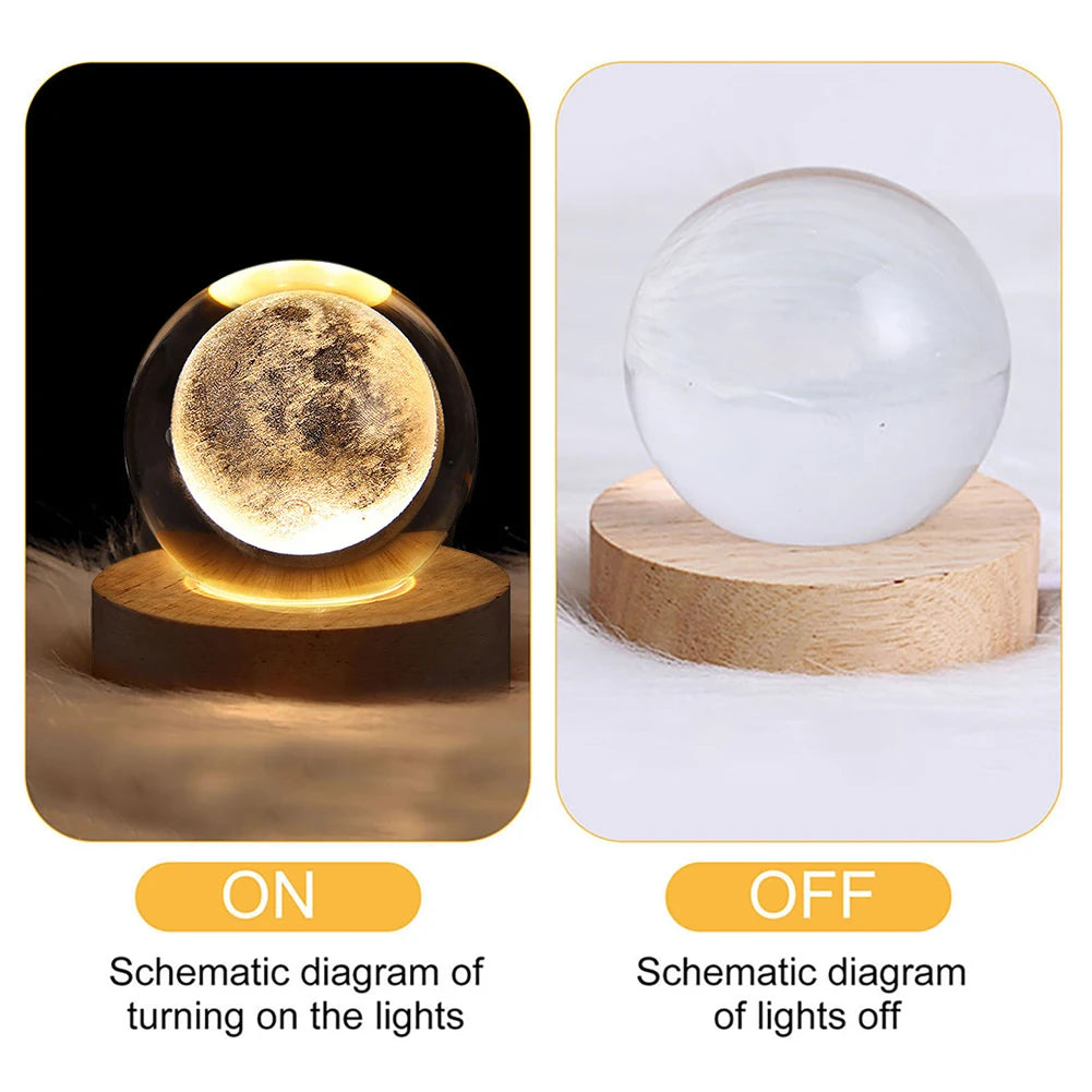 3D Moon Crystal Ball Night Light