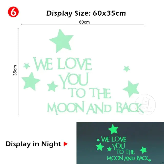 Luminous Moon and Stars Wall Stickers