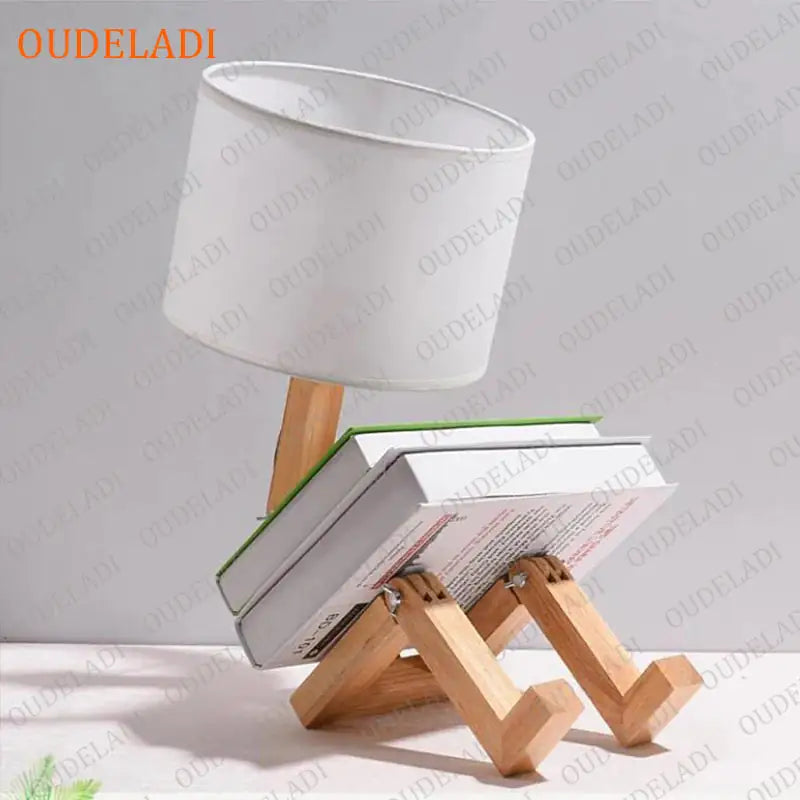 Robot Shape Wooden Table Lamp