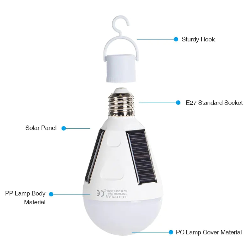 Rechargeable LED Bulb E27 12W Solar Lamp