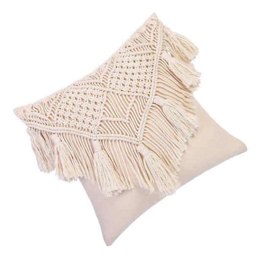 Cotton Linen Macrame Hand-woven Pillow Covers - Bohemian Style Home Decor 45x45cm