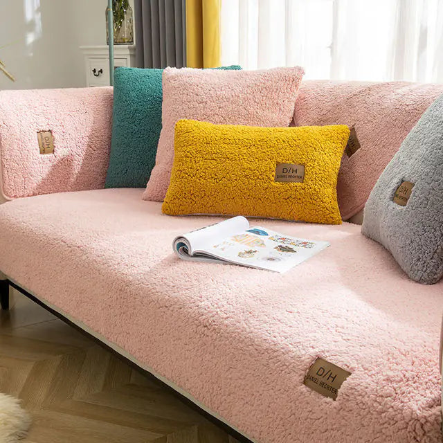 Modern Color Winter Lamb Wool Sofa Covers