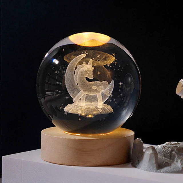 3D Moon Crystal Ball Night Light