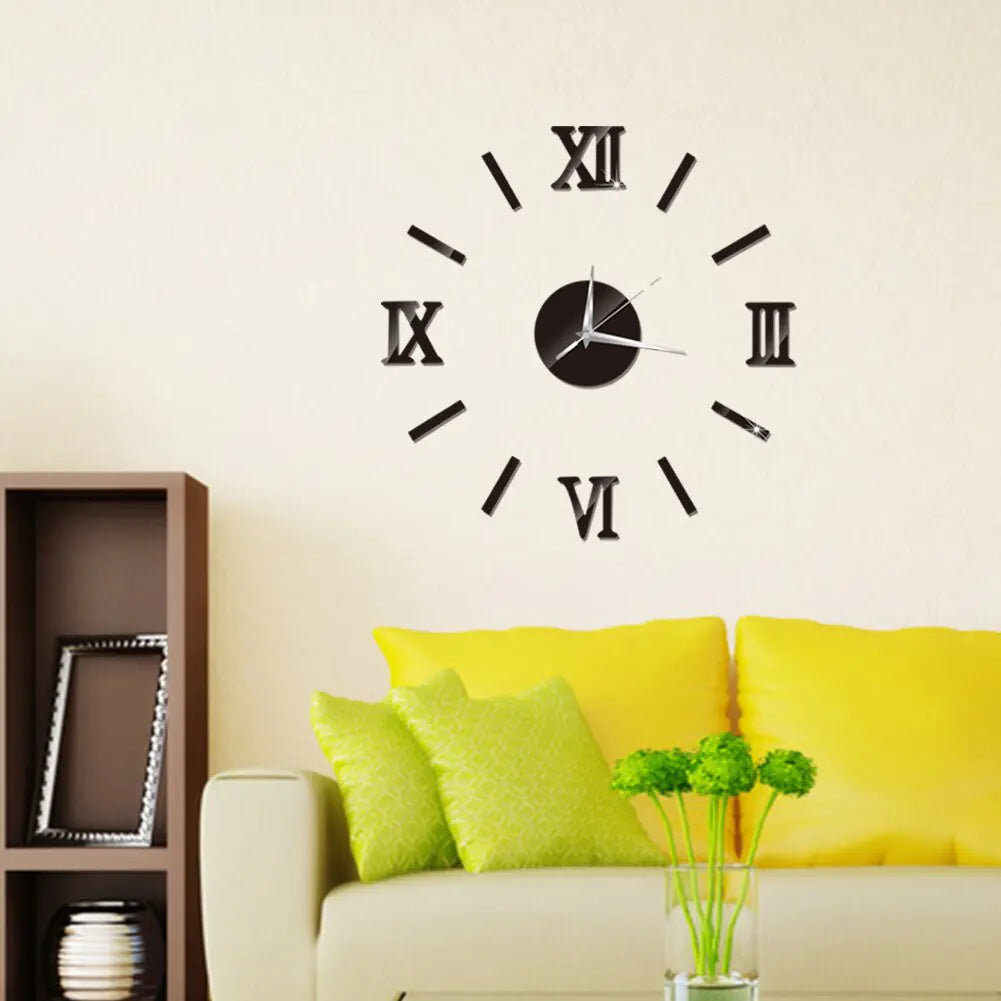 3D Acrylic Roman Numeral Wall Clock - Modern DIY Home Decor