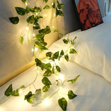 Battery-Powered Flower and Green Leaf String Lights