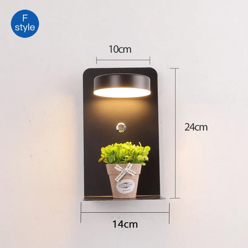 LED Wall Lights with Switch, USB Interface: Stylish Black and White Luminaire