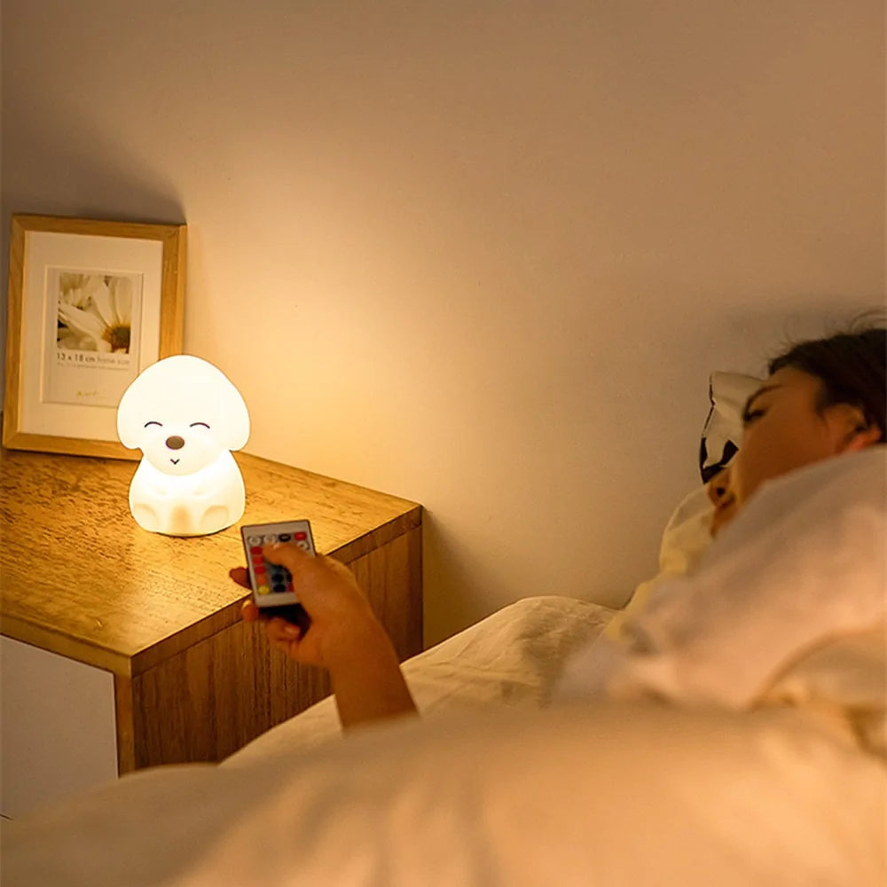 Touch Sensor LED Silicone Puppy Lamp Night