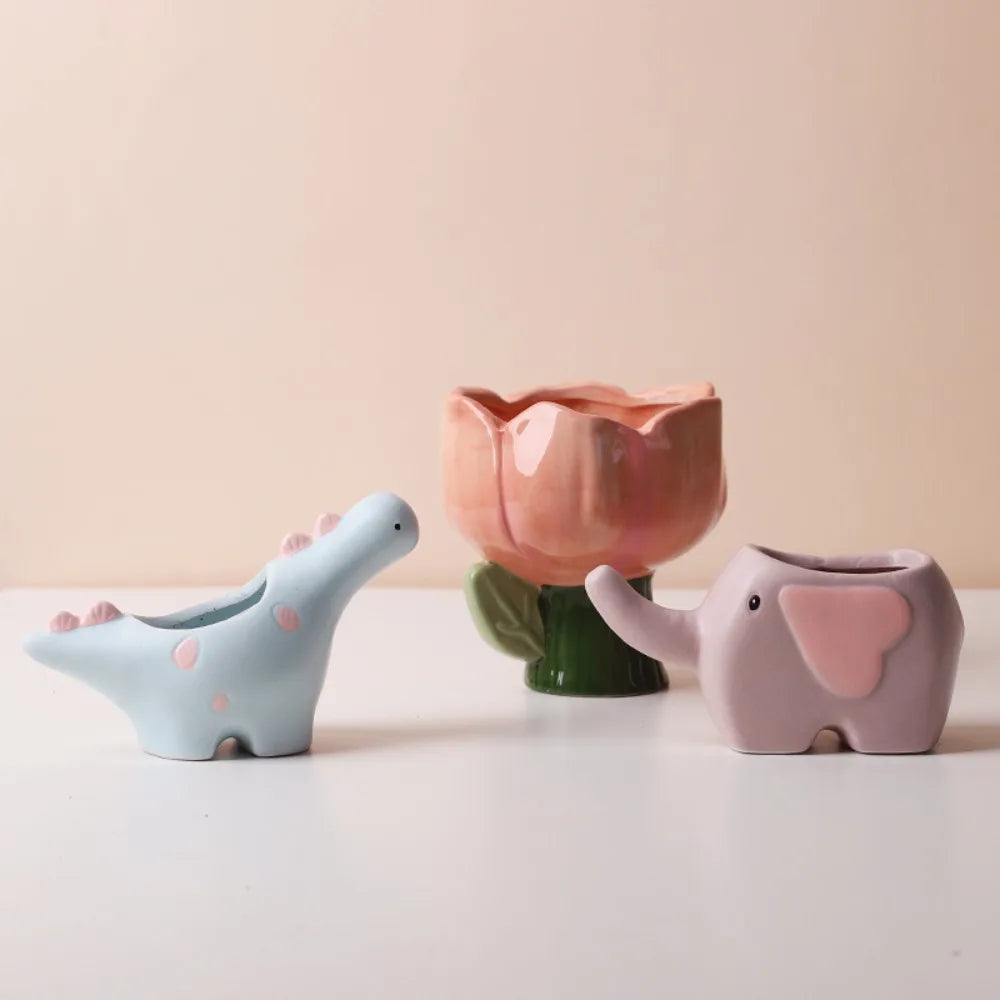 Dinosaur-Shaped Flower Pot For Home Decoration