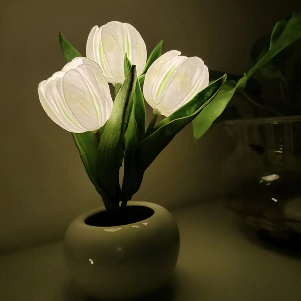 LED Simulation Tulip Flower Pot Lamp Indoor Decorative Table Lamp Tulip Flower Pot Ambient Night Light Home Decoration