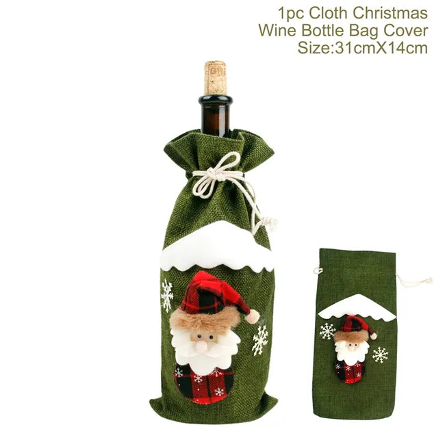 Festive Christmas Wine Bottle Covers Set