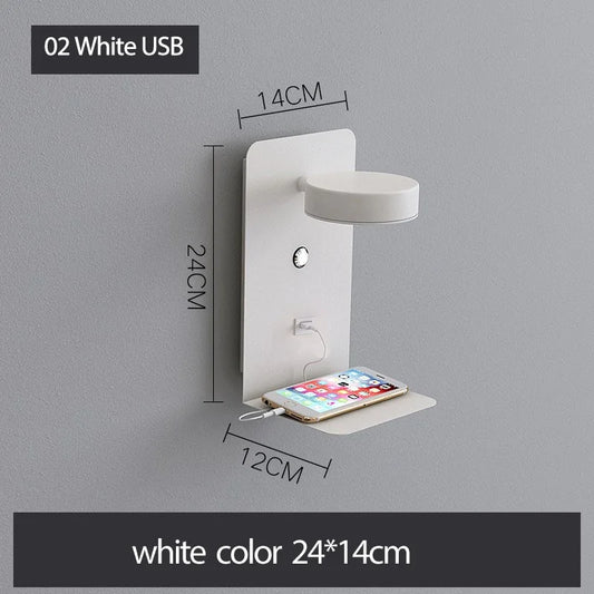 LED Wall Lights with Switch, USB Interface: Stylish Black and White Luminaire